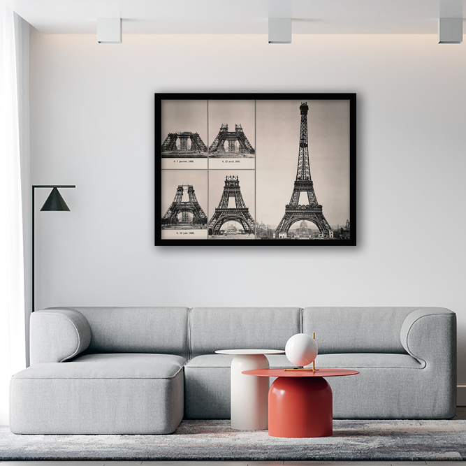 La tour Eiffel - 70x90cm - Cadre en bois noir