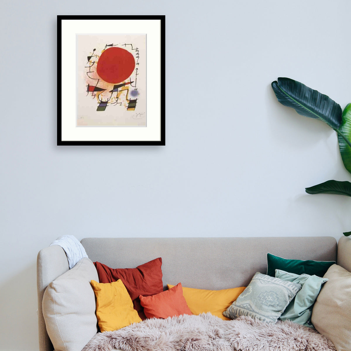 Miró - Soleil Rouge Le Cadre Décoration intérieure Tableaux cadre bois affiche poster oeuvre d'art rapport qualité prix pas cher peintre célèbre